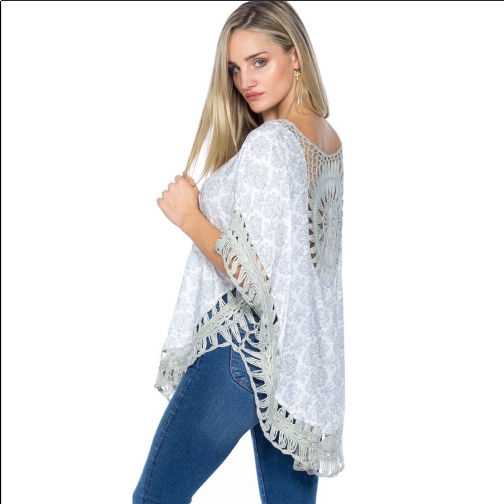 Crochet accents Boho Shawl